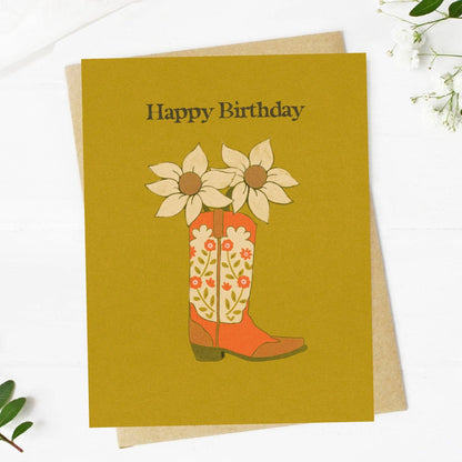Happy Birthday Cowboy Boot Birthday Card